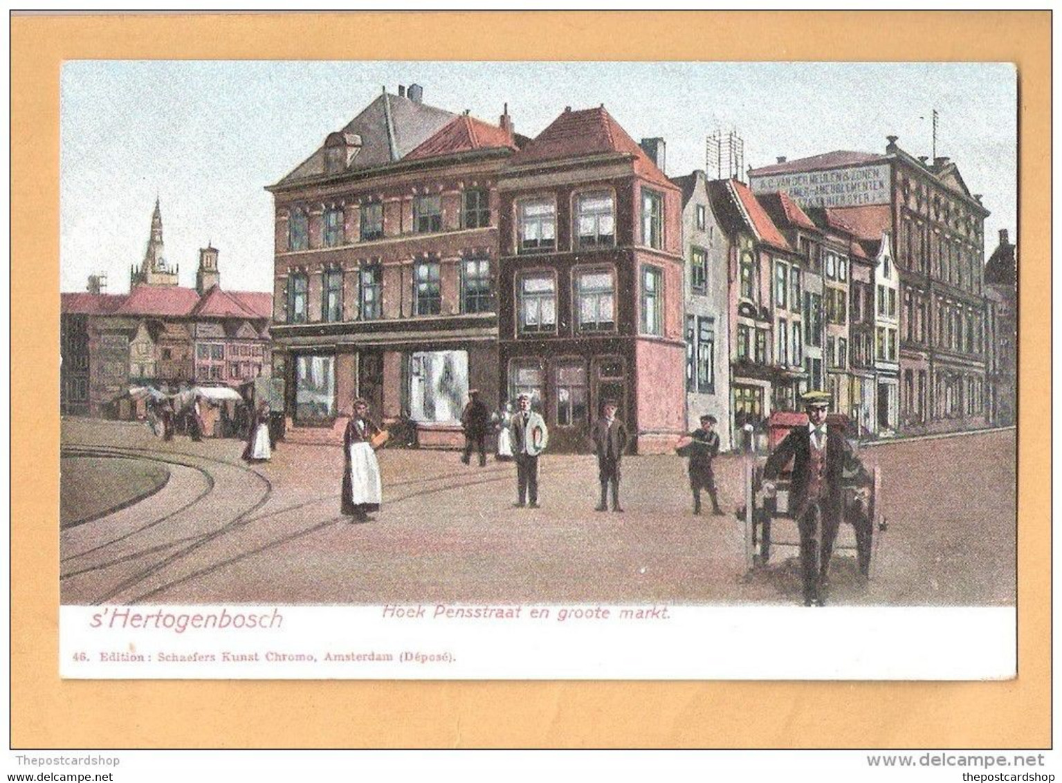 NEDERLAND Hertogenbosch HOEK PENSSTRAAT EN GROOTE Markt Noord Brabant EARLY UNDIVIDED BACKB - 's-Hertogenbosch