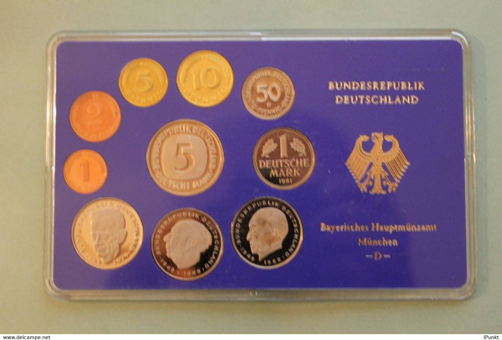 Deutschland, Kursmünzensatz Spiegelglanz (PP), 1981, D - Mint Sets & Proof Sets