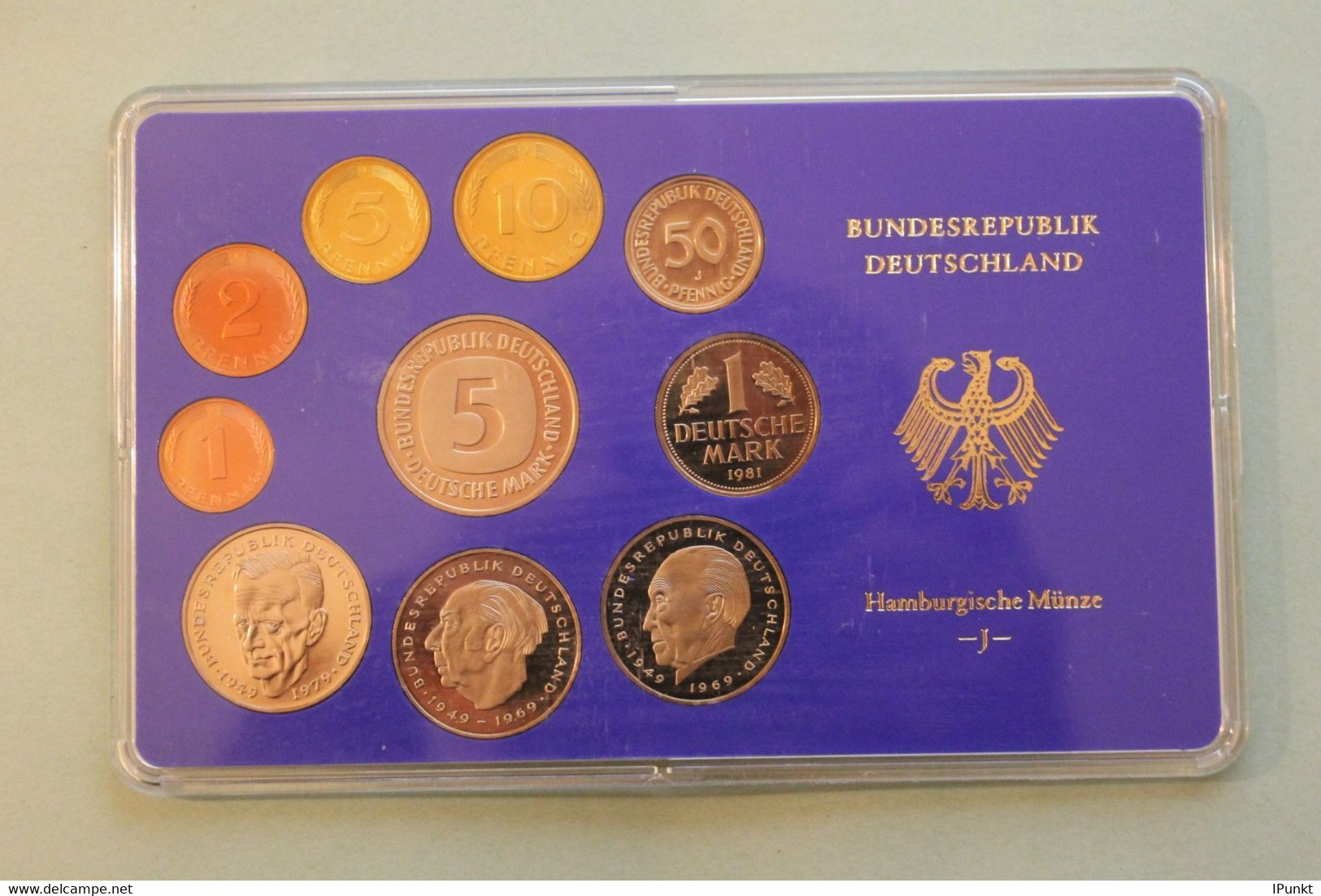 Deutschland, Kursmünzensatz Spiegelglanz (PP), 1981, J - Mint Sets & Proof Sets