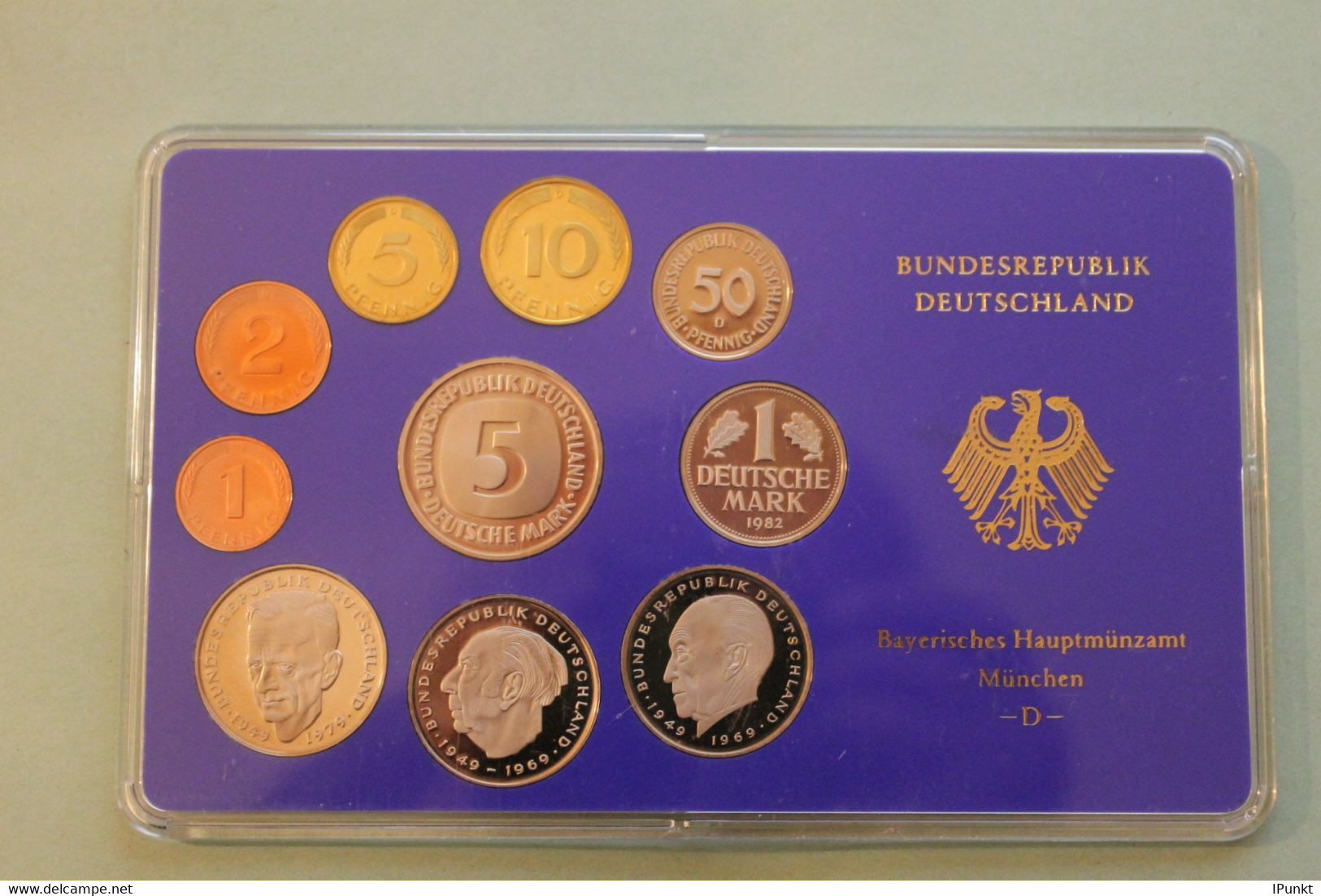 Deutschland, Kursmünzensatz Spiegelglanz (PP), 1982, D - Mint Sets & Proof Sets