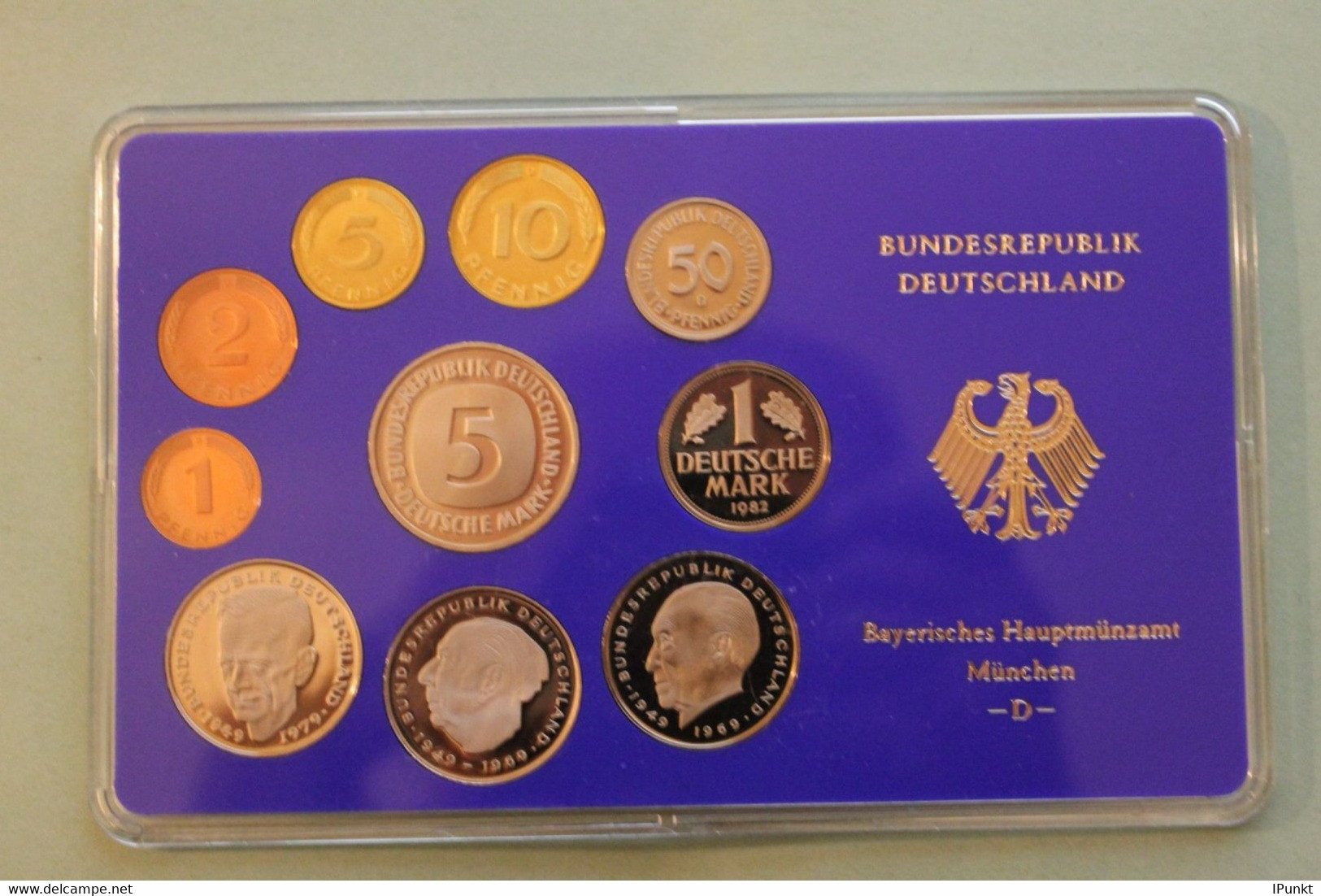Deutschland, Kursmünzensatz Spiegelglanz (PP), 1982, D - Mint Sets & Proof Sets