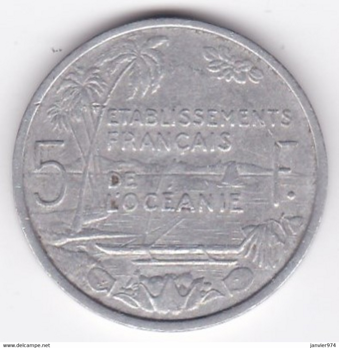 Etablissements Française De L’Océanie. Union Française. 5 Francs 1952, En Aluminium - French Polynesia