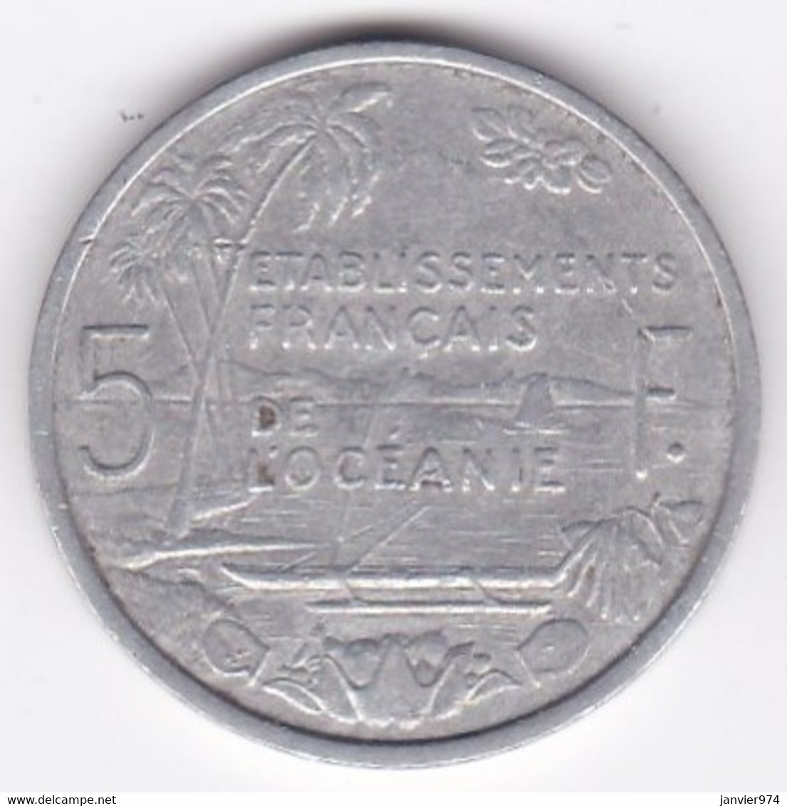 Etablissements Française De L’Océanie. Union Française. 5 Francs 1952, En Aluminium - Polynésie Française
