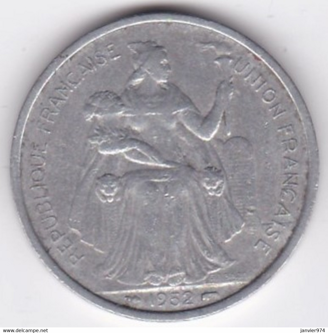 Etablissements Française De L’Océanie. Union Française. 5 Francs 1952, En Aluminium - Polynésie Française