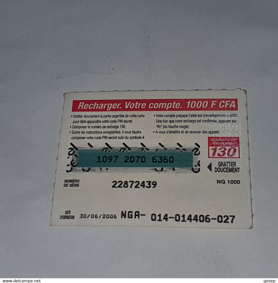 Burkina Faso-(BF-CEL-REF-13/C-8)-women-(26)-(1000fcfa)-(1097-2070-6360)-used Card - Burkina Faso