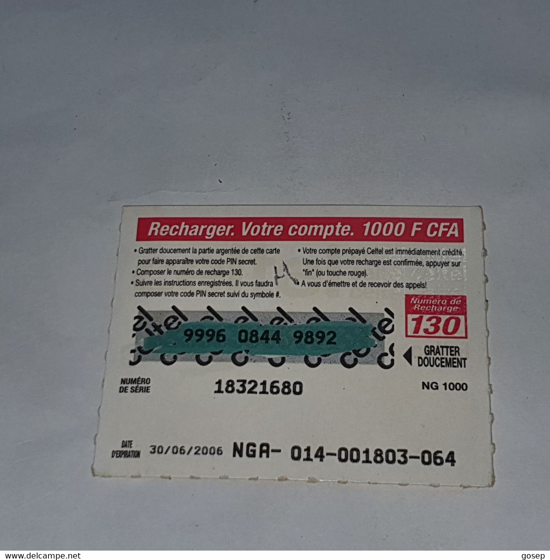 Burkina Faso-(BF-CEL-REF-13/C-9)-women-(27)-(1000fcfa)-(9996-0844-9892)-used Card - Burkina Faso