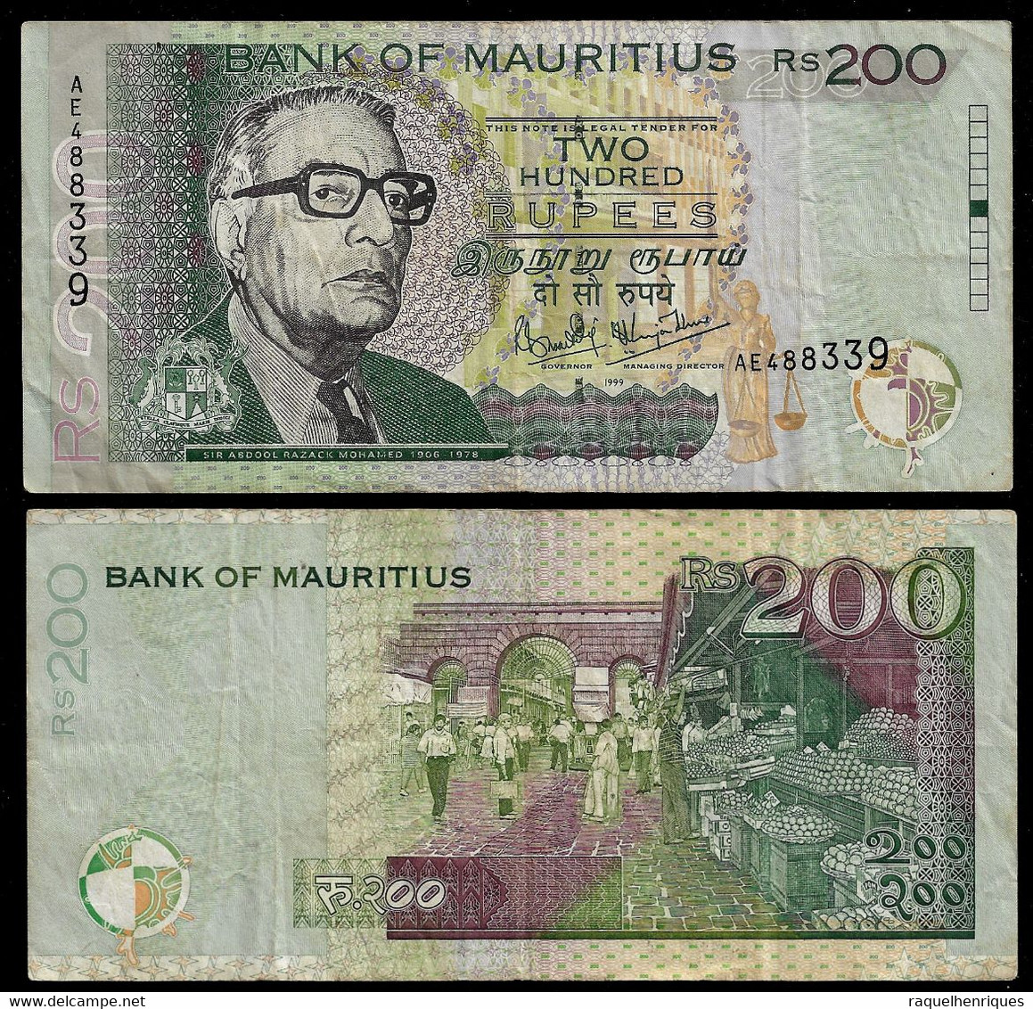 MAURITIUS BANKNOTE 200 RUPEES 1999 P#52a VF (NT#03) - Mauritius