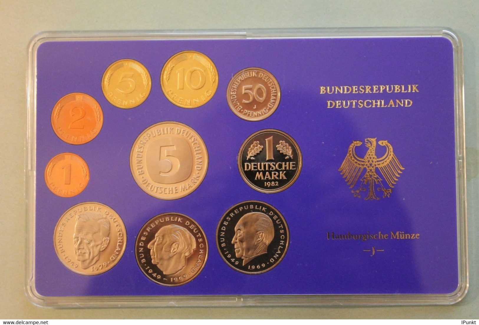 Deutschland, Kursmünzensatz Spiegelglanz (PP), 1982, J - Mint Sets & Proof Sets