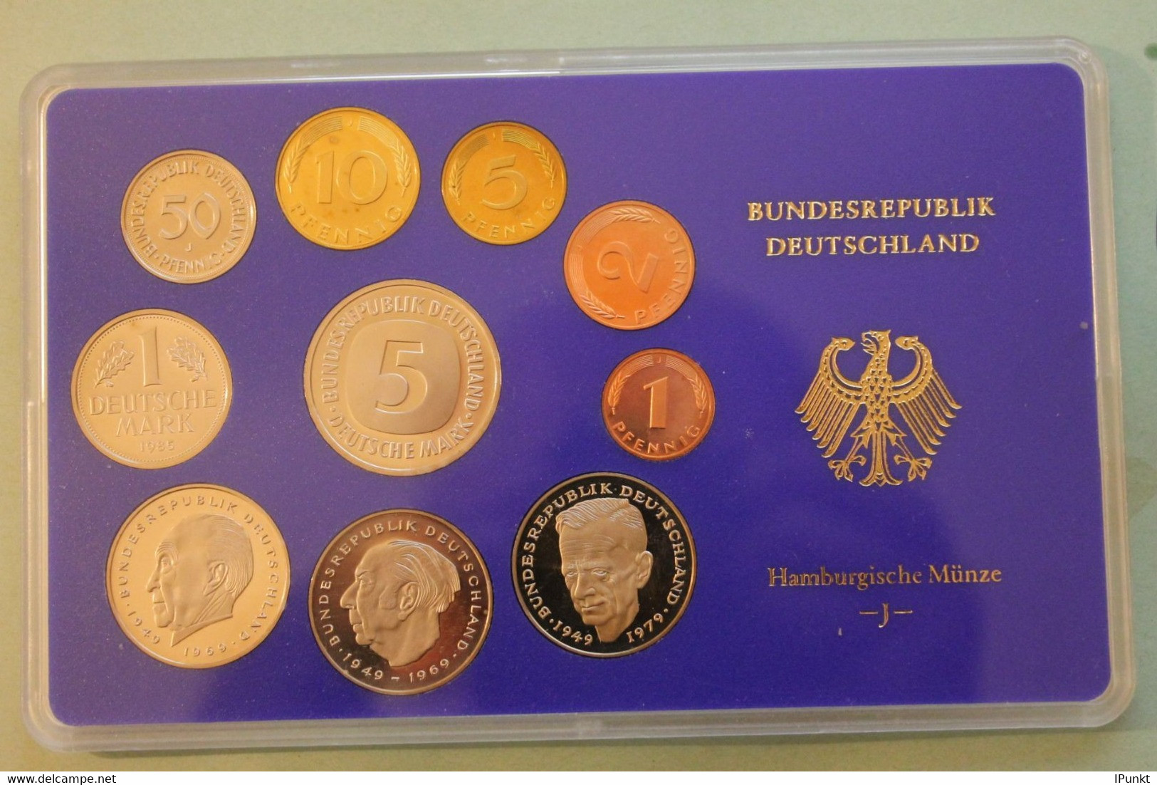 Deutschland, Kursmünzensatz Spiegelglanz (PP), 1985, J - Mint Sets & Proof Sets