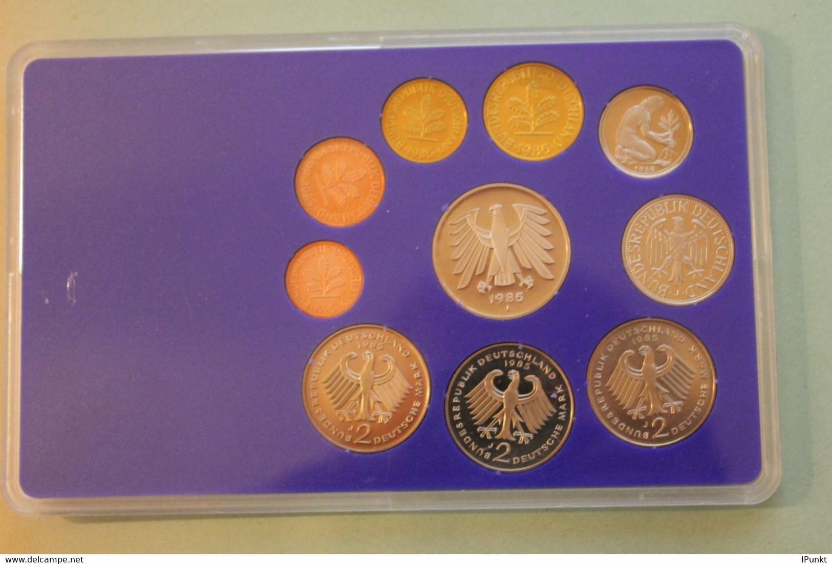 Deutschland, Kursmünzensatz Spiegelglanz (PP), 1985, J - Mint Sets & Proof Sets