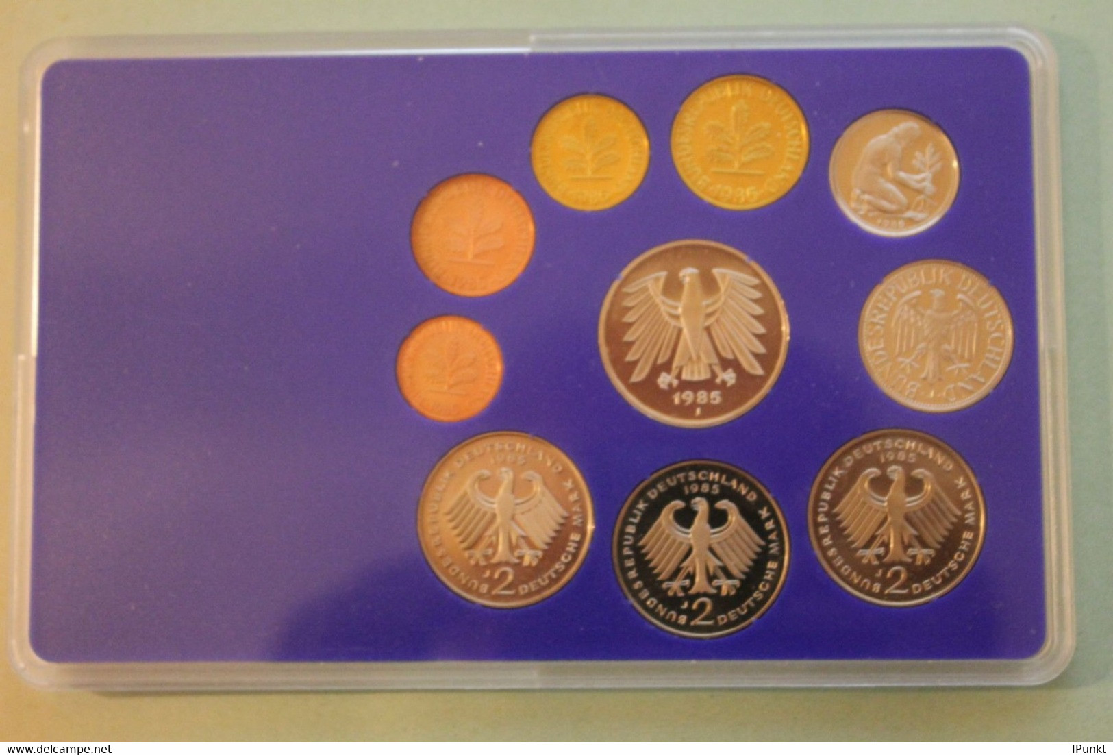 Deutschland, Kursmünzensatz Spiegelglanz (PP), 1985, J - Mint Sets & Proof Sets