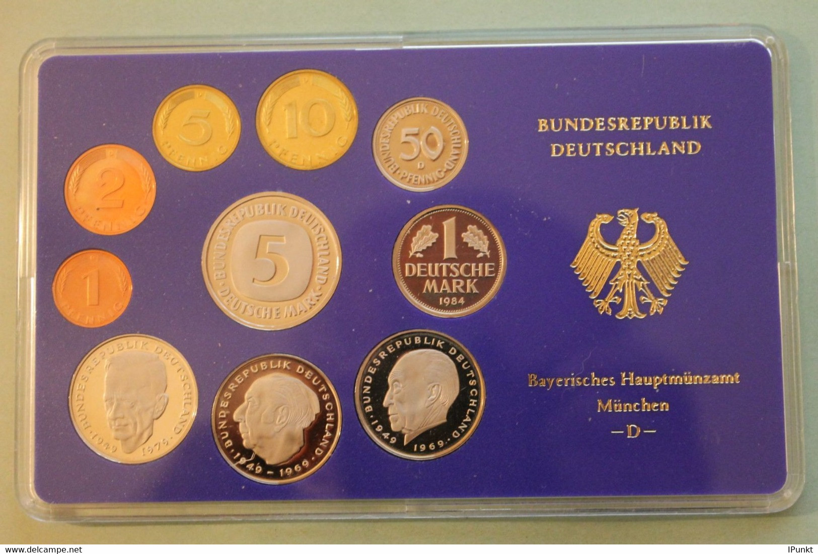 Deutschland, Kursmünzensatz Spiegelglanz (PP), 1984, D - Mint Sets & Proof Sets