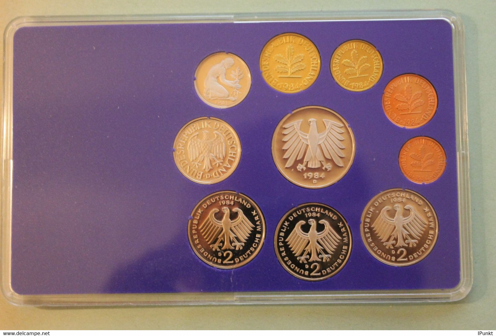 Deutschland, Kursmünzensatz Spiegelglanz (PP), 1984, D - Mint Sets & Proof Sets