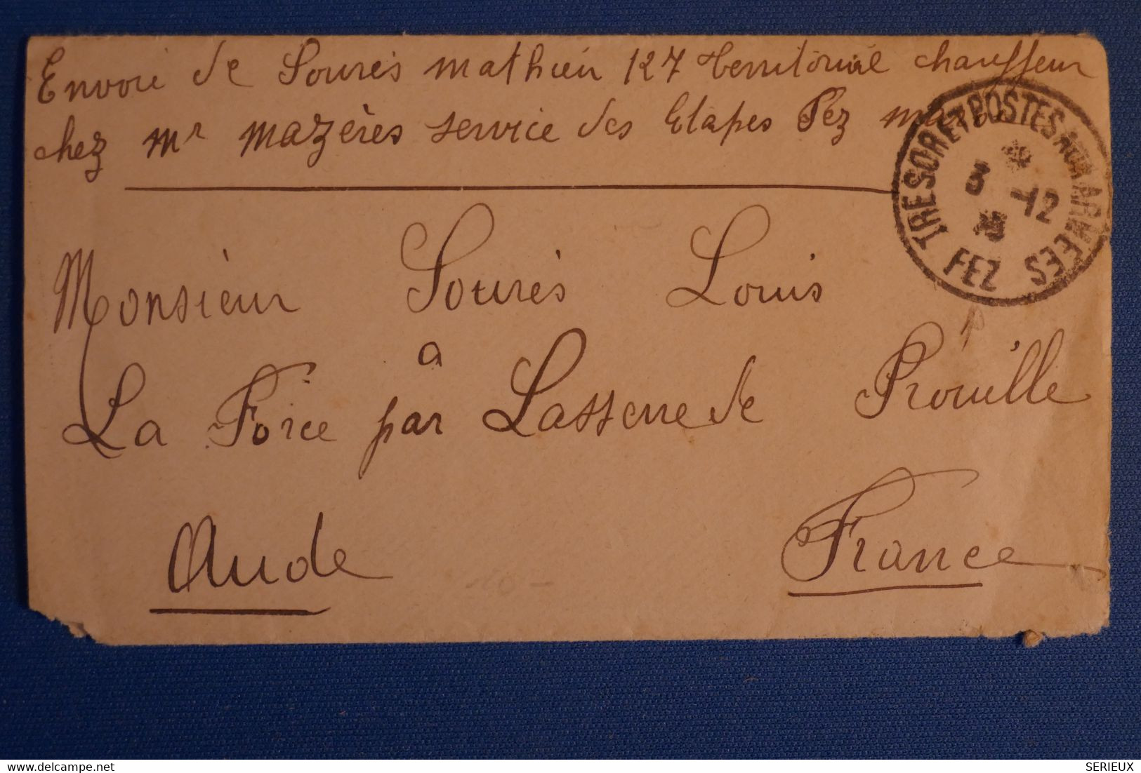 N5 MAROC BELLE LETTRE 1915 FEZ POUR LASSERRE FRANCE+ AFFRANCH. INTERESSANT - Covers & Documents