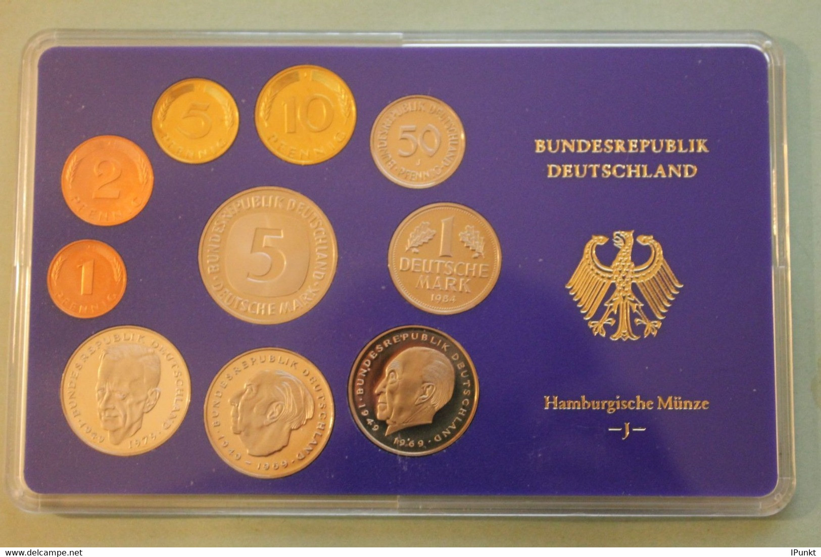 Deutschland, Kursmünzensatz Spiegelglanz (PP), 1984, J - Mint Sets & Proof Sets