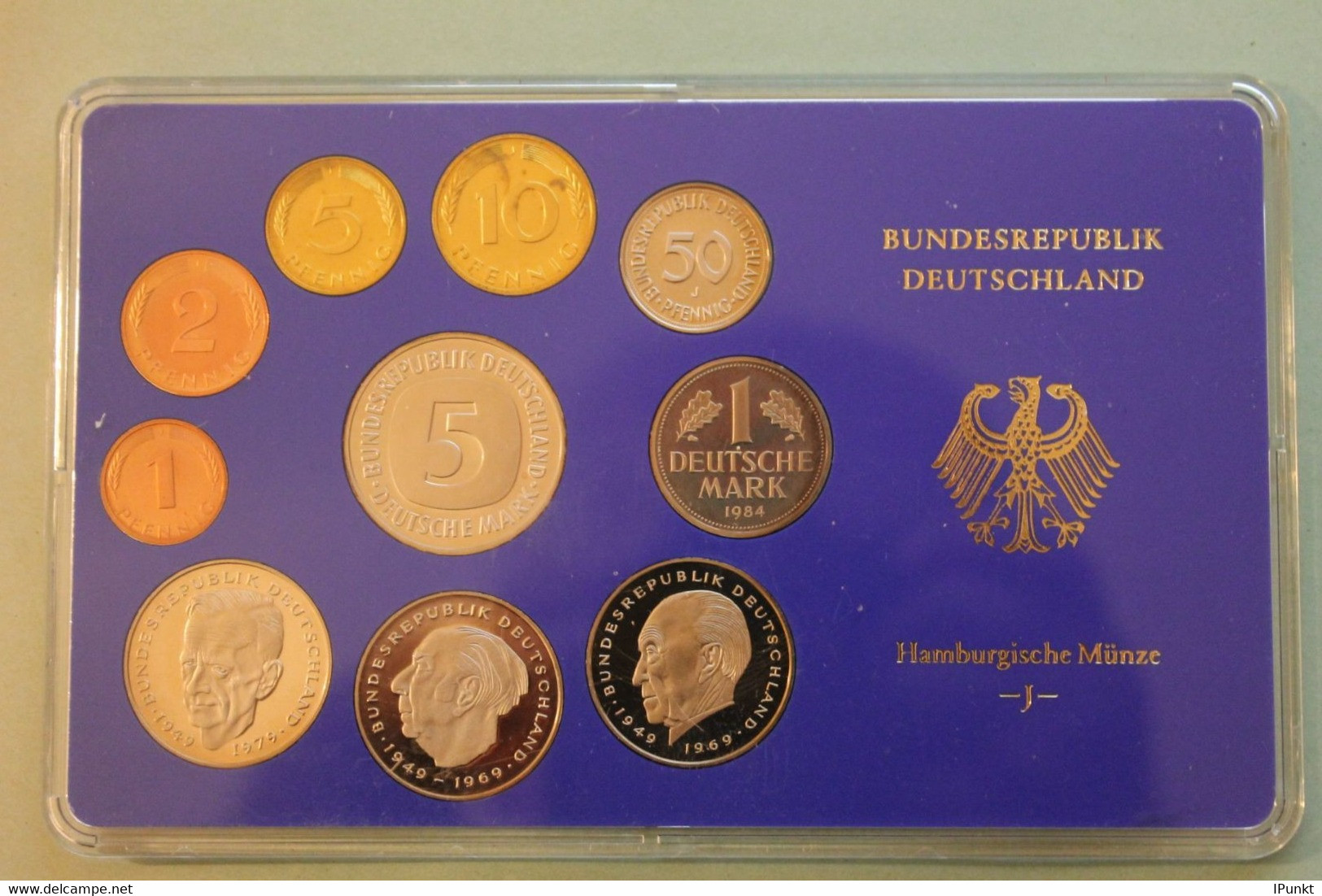 Deutschland, Kursmünzensatz Spiegelglanz (PP), 1984, J - Mint Sets & Proof Sets