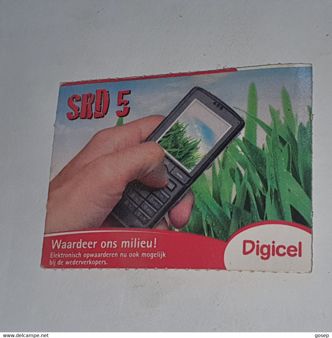 Surinam-(SR-DIG-REF-0021)--aardeer Ons Milieugreen-(1)($5)-(98-340-7924-6461)-used Card +1card Prepiad Free - Surinam