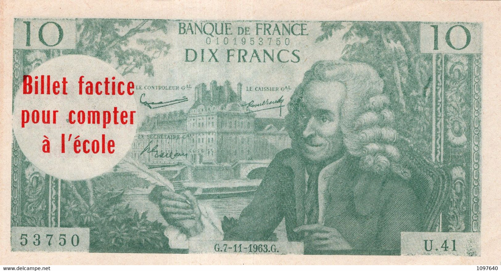 Billets Scolaires De 10 Francs Lot De 2 Billets 1965. Billets Factices Pour Compter à L'école - Specimen