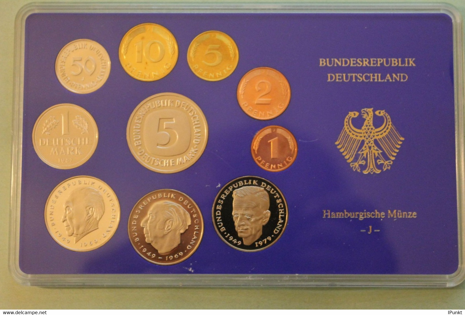 Deutschland, Kursmünzensatz Spiegelglanz (PP), 1987, J - Mint Sets & Proof Sets