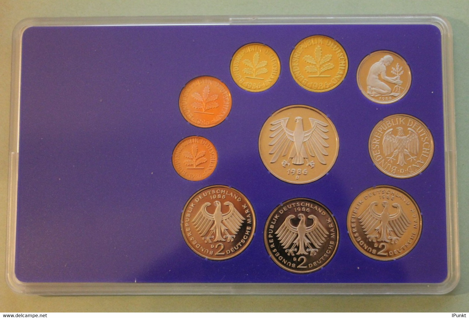 Deutschland, Kursmünzensatz Spiegelglanz (PP), 1986, D - Mint Sets & Proof Sets