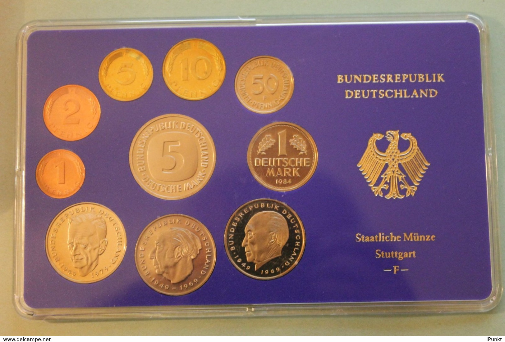 Deutschland, Kursmünzensatz Spiegelglanz (PP), 1984, F - Mint Sets & Proof Sets