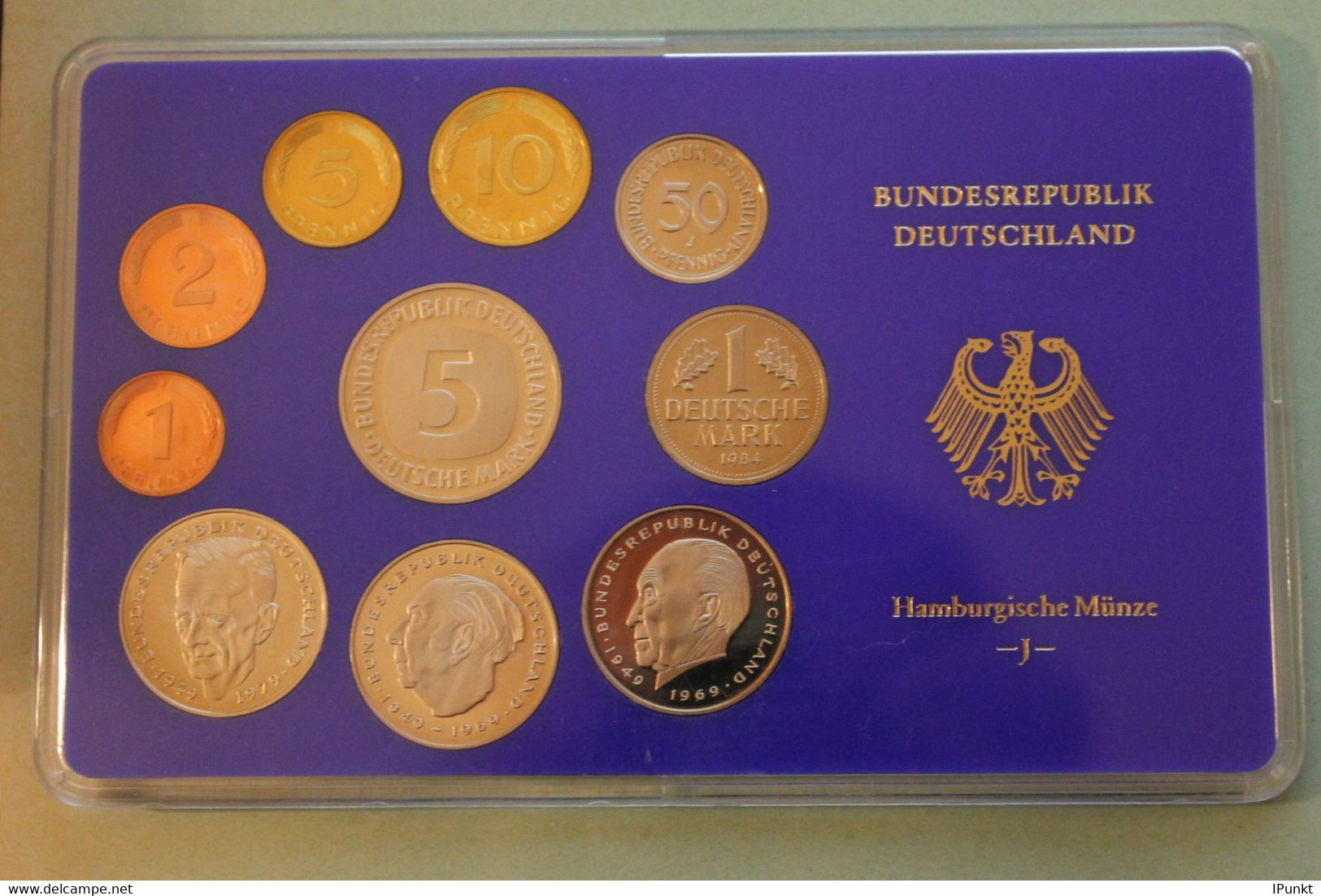 Deutschland, Kursmünzensatz Spiegelglanz (PP), 1984, J - Mint Sets & Proof Sets