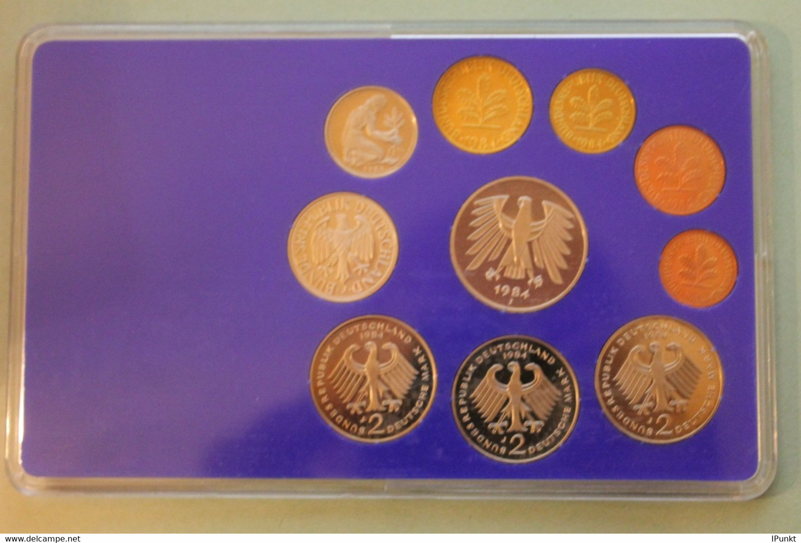 Deutschland, Kursmünzensatz Spiegelglanz (PP), 1984, J - Mint Sets & Proof Sets