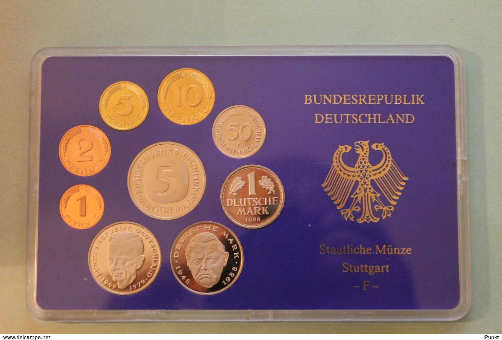 Deutschland, Kursmünzensatz Spiegelglanz (PP), 1988, F - Mint Sets & Proof Sets