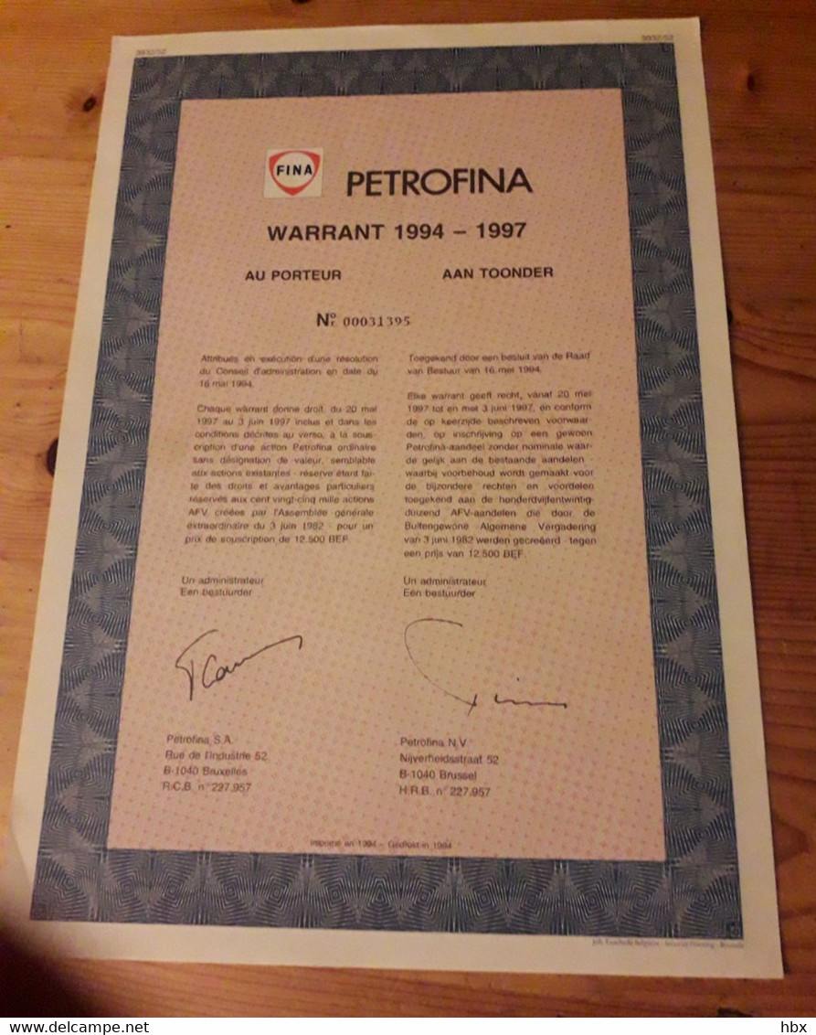 Petrofina - FINA - 1994 - Aardolie