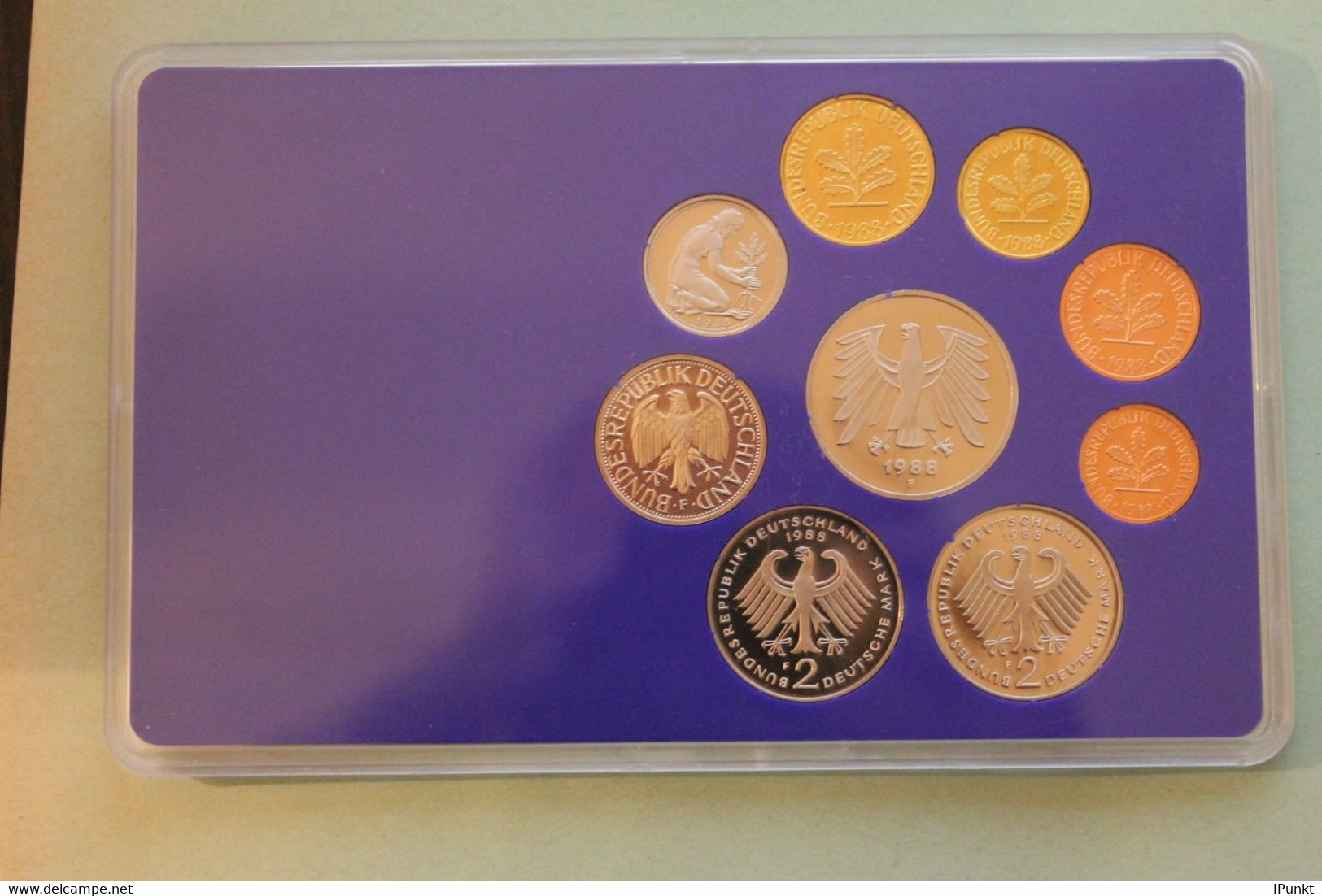 Deutschland, Kursmünzensatz Spiegelglanz (PP), 1988, J - Mint Sets & Proof Sets