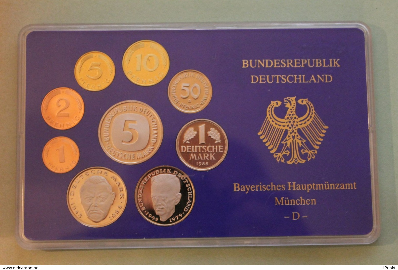 Deutschland, Kursmünzensatz Spiegelglanz (PP), 1988, D - Mint Sets & Proof Sets