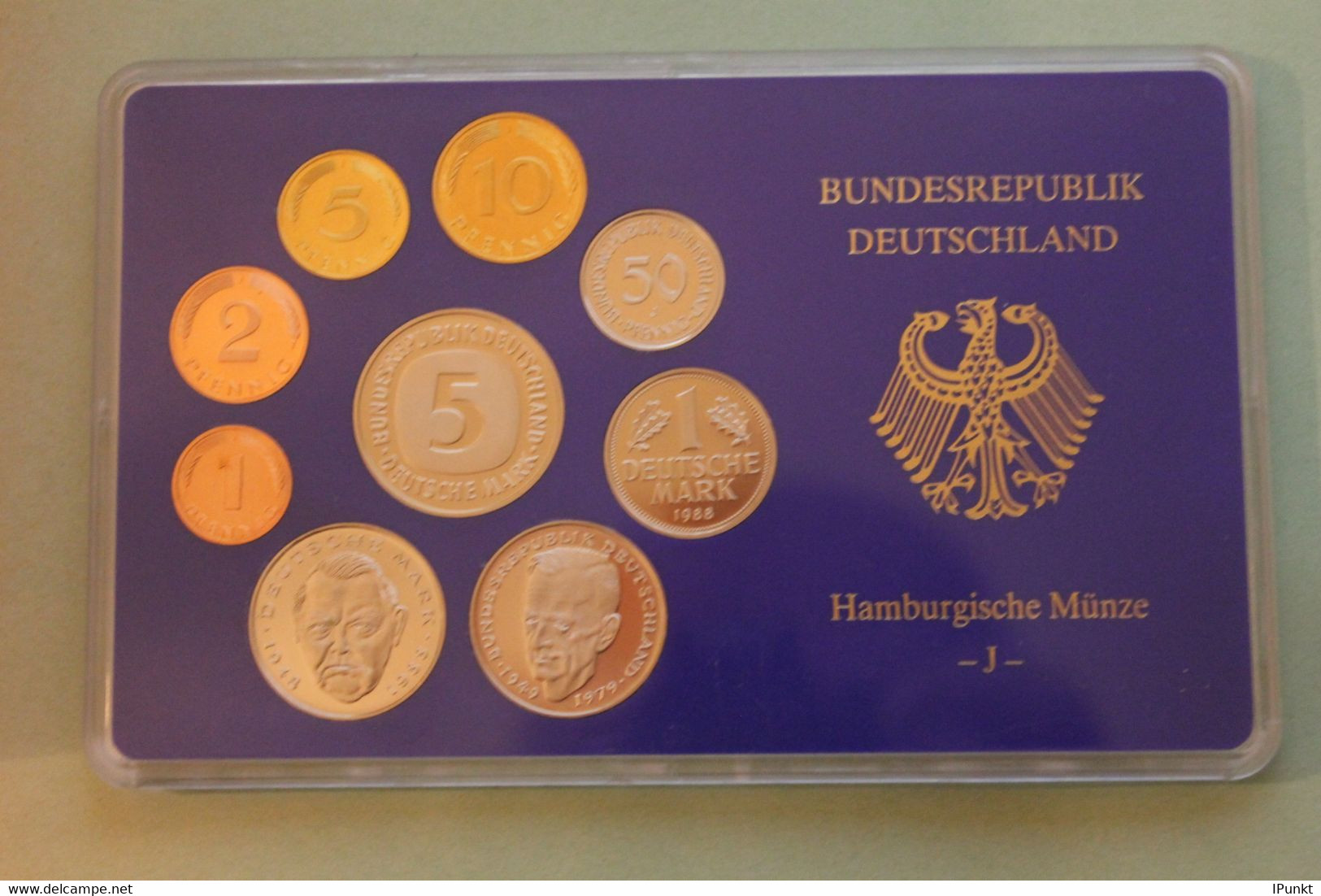 Deutschland, Kursmünzensatz Spiegelglanz (PP), 1988, J - Mint Sets & Proof Sets