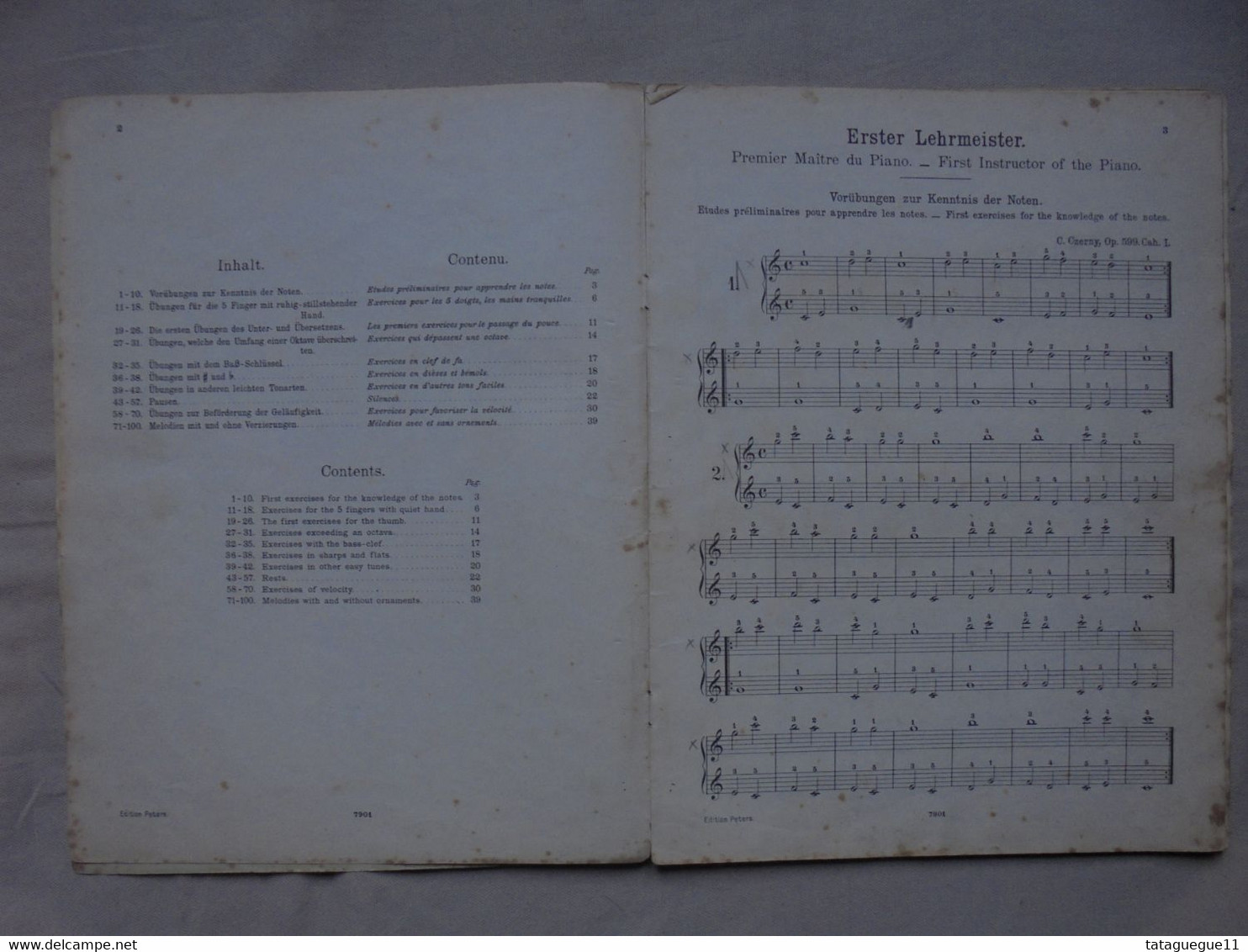 Ancien - CZERNY Erster Lehrmeister Op. 599 Pour Piano Ed. Peters N° 2402 - Keyboard Instruments