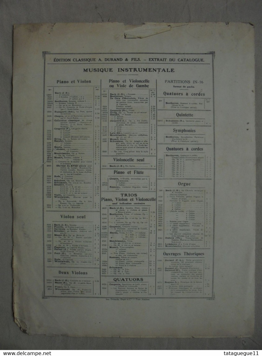 Ancien - Partition La Fille Aux Cheveux De Lin Claude Debussy Piano Et Violon Ed. Durand 1910 - Strumenti A Tastiera