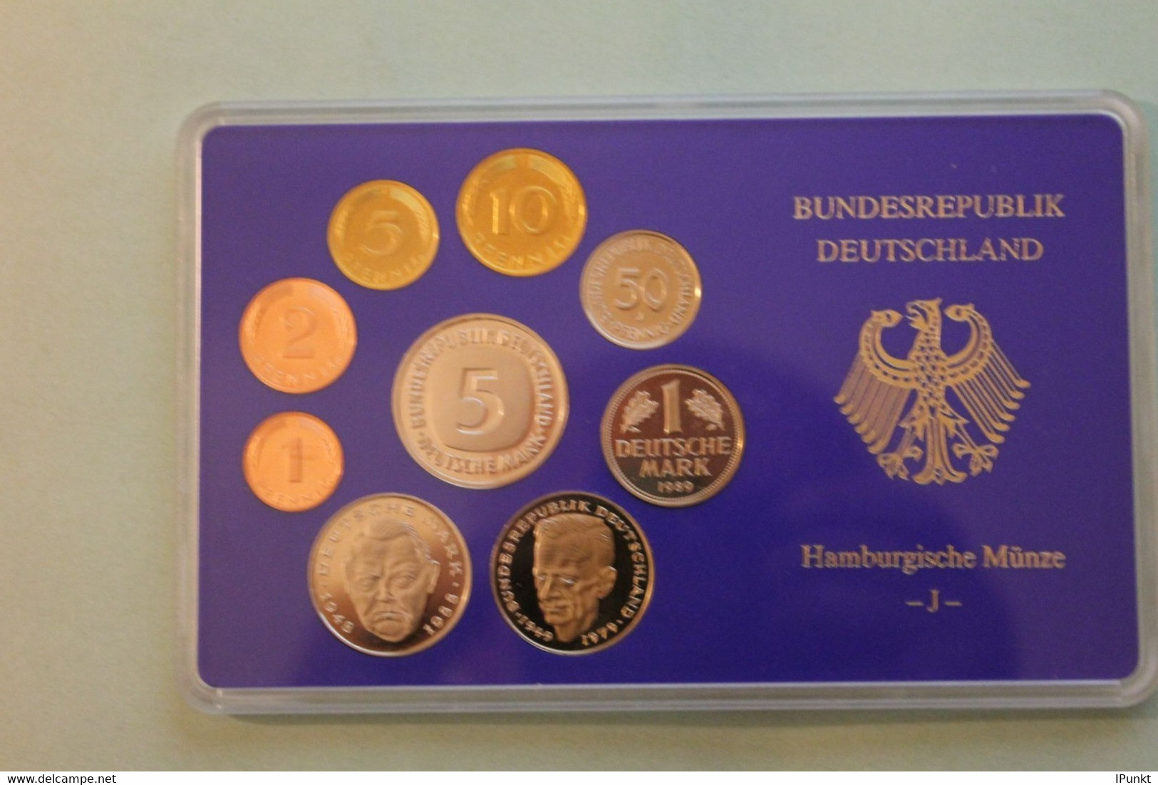 Deutschland, Kursmünzensatz Spiegelglanz (PP), 1989, J - Mint Sets & Proof Sets