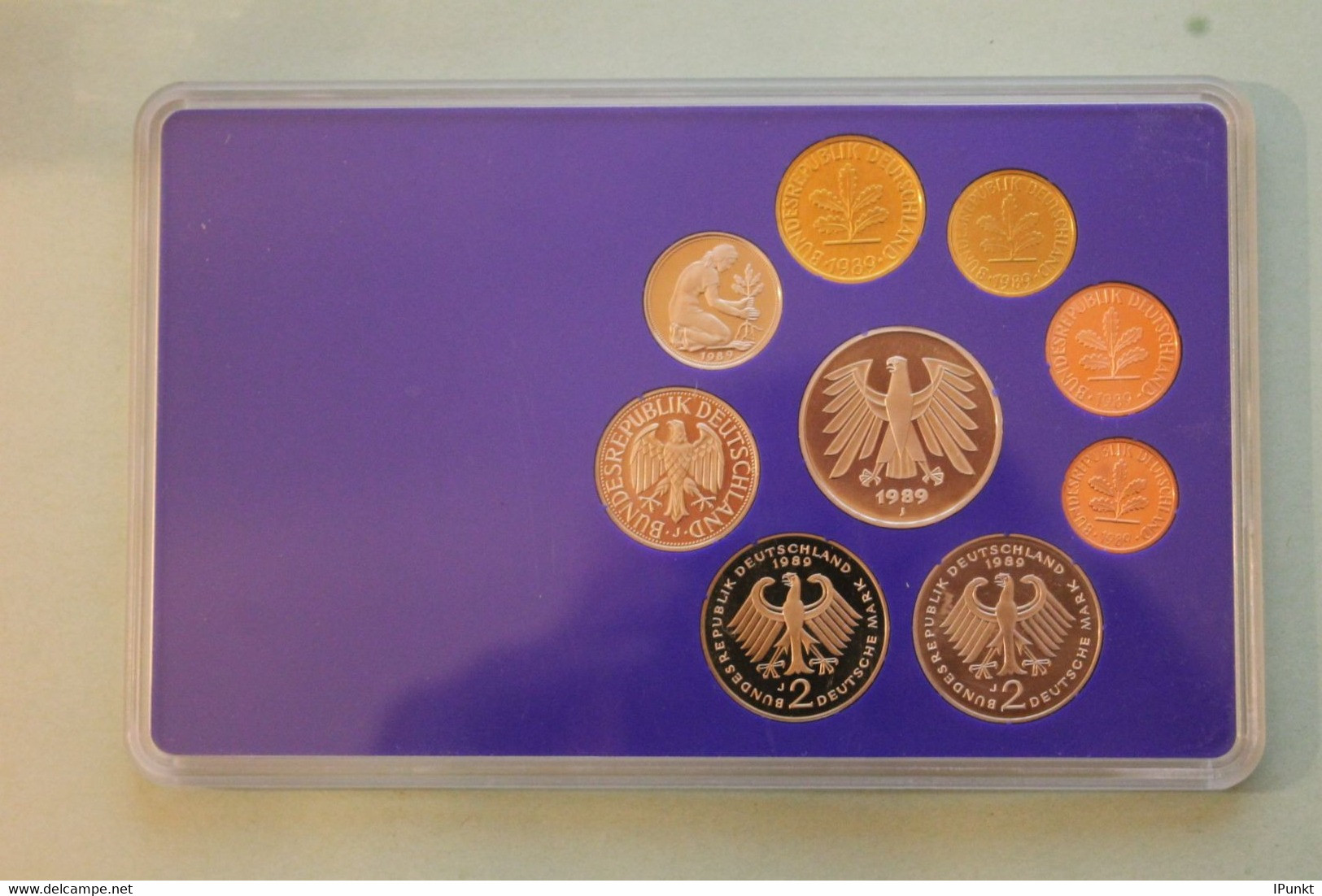 Deutschland, Kursmünzensatz Spiegelglanz (PP), 1989, J - Mint Sets & Proof Sets