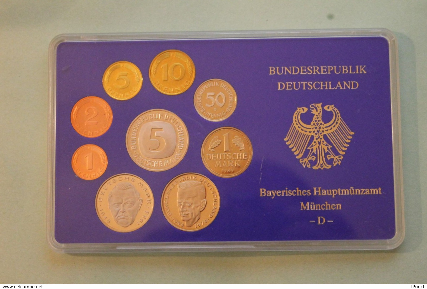 Deutschland, Kursmünzensatz Spiegelglanz (PP), 1989, D - Mint Sets & Proof Sets