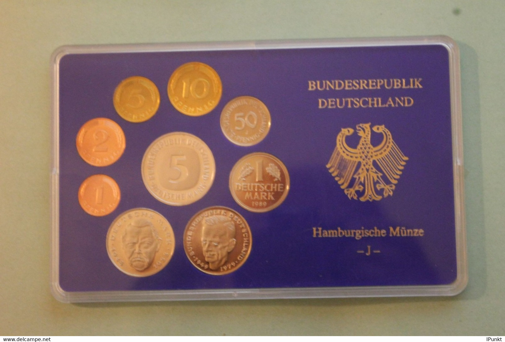 Deutschland, Kursmünzensatz Spiegelglanz (PP), 1989, J - Mint Sets & Proof Sets