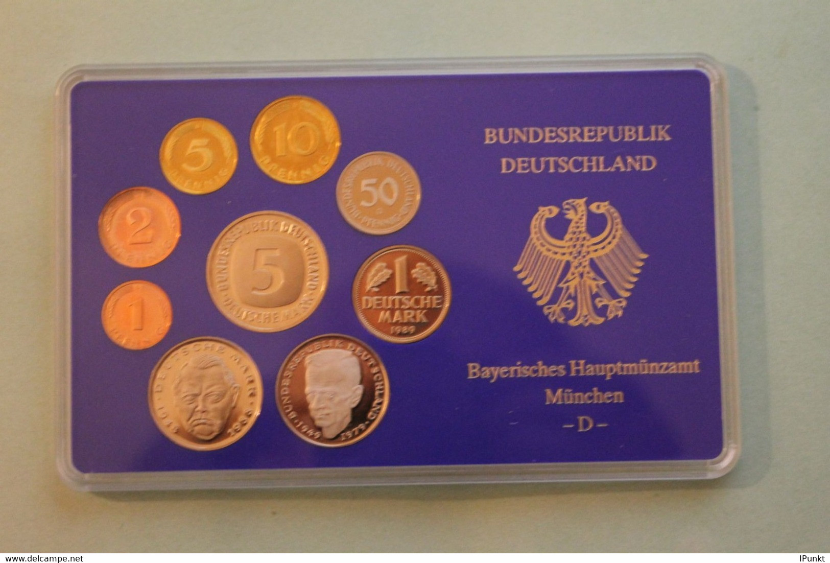 Deutschland, Kursmünzensatz Spiegelglanz (PP), 1989, D - Mint Sets & Proof Sets