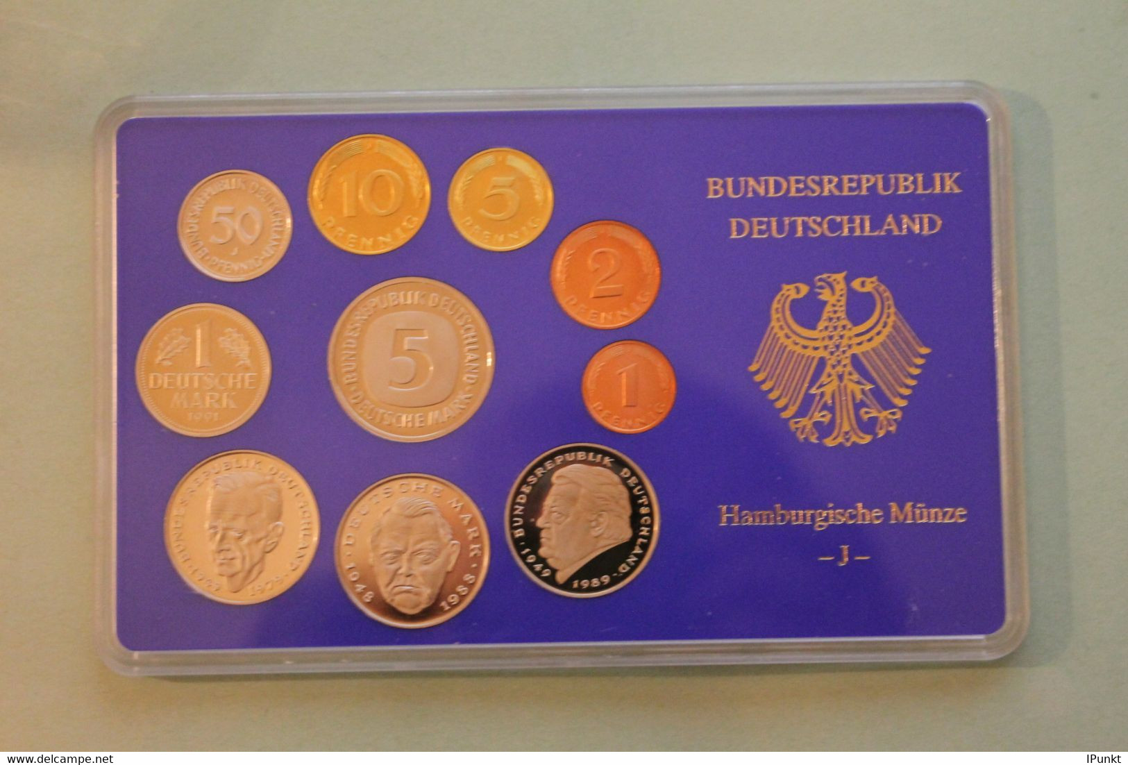 Deutschland, Kursmünzensatz Spiegelglanz (PP), 1991, J - Mint Sets & Proof Sets