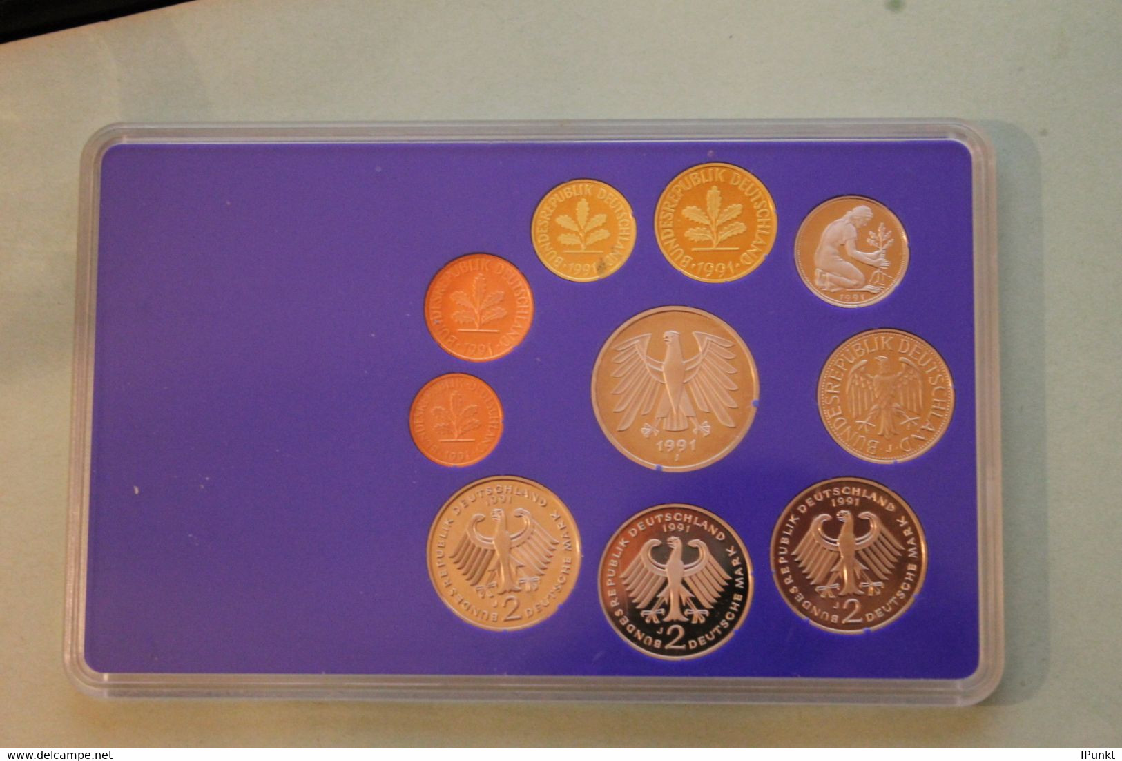 Deutschland, Kursmünzensatz Spiegelglanz (PP), 1991, J - Mint Sets & Proof Sets