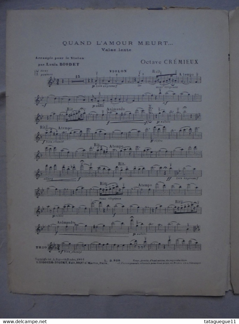 Ancien - Partition Quand L'amour Meurt Valse Boston O.Crémieux/G.Millandy 1904 - D-F