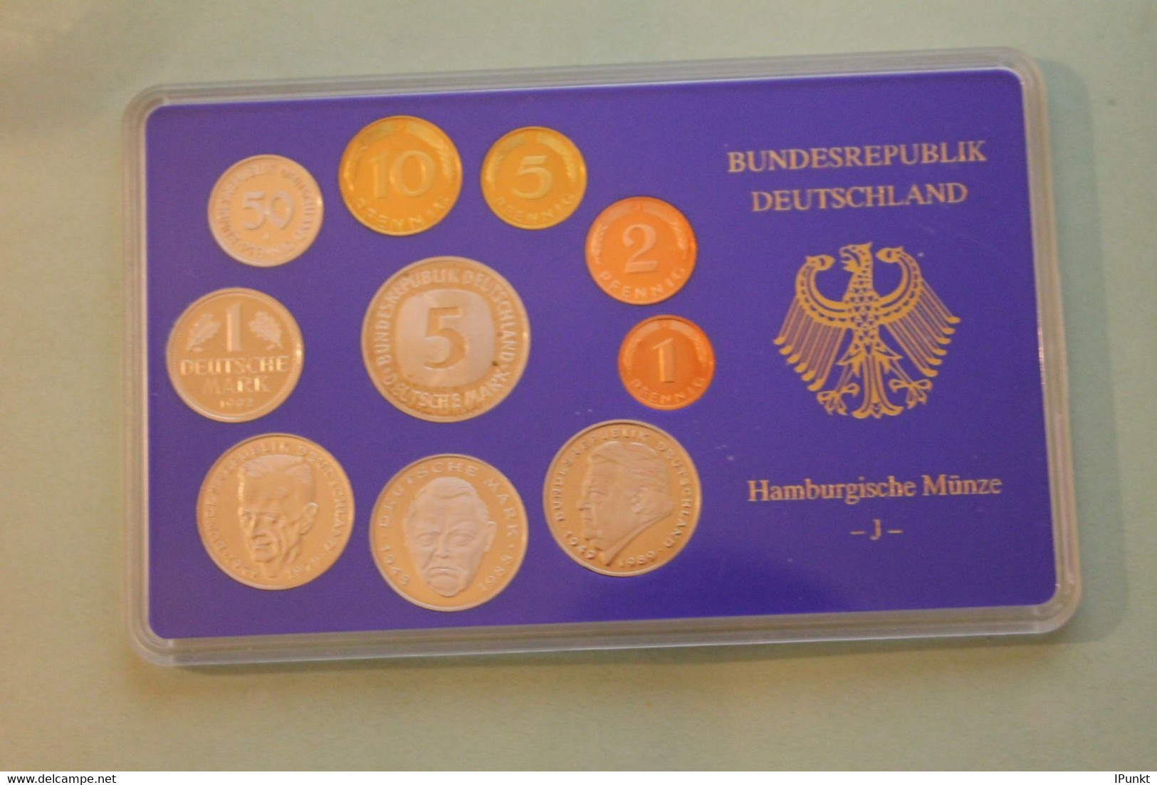 Deutschland, Kursmünzensatz Spiegelglanz (PP), 1992, J - Mint Sets & Proof Sets