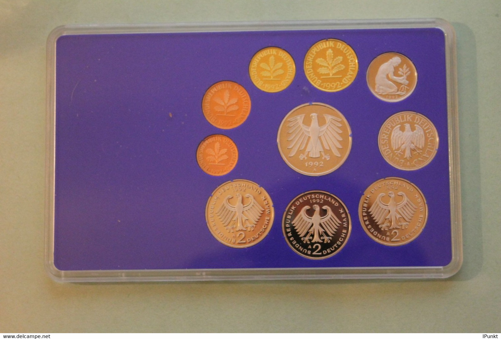 Deutschland, Kursmünzensatz Spiegelglanz (PP), 1992, A - Mint Sets & Proof Sets
