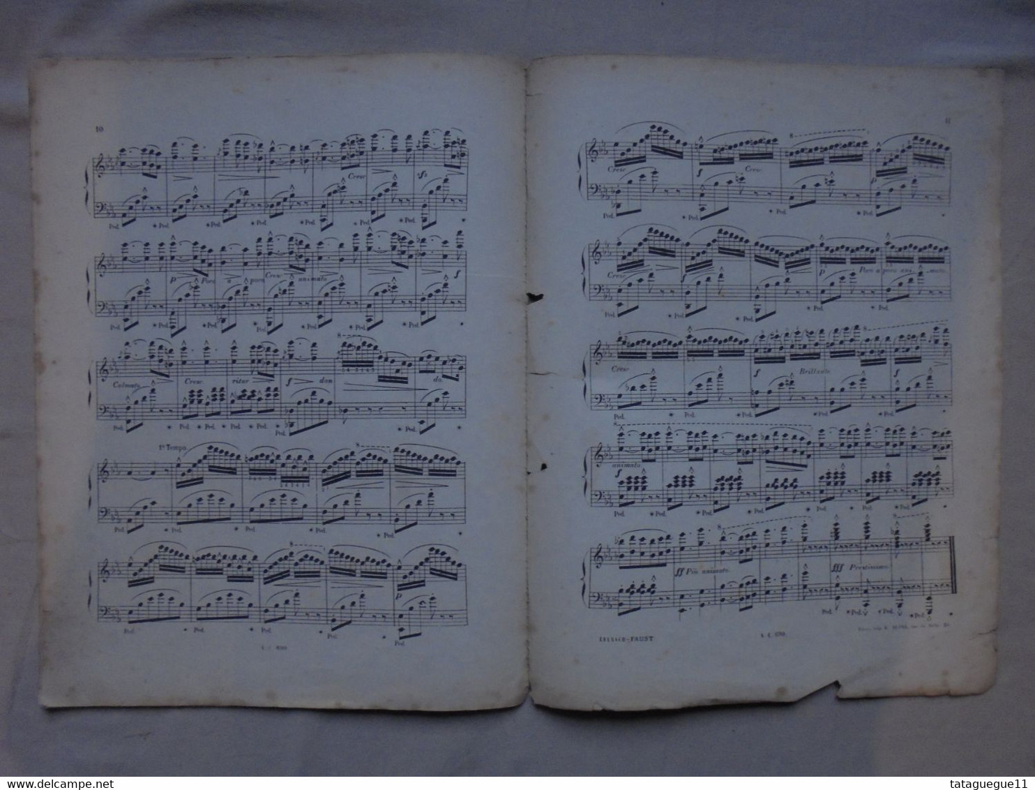 Ancien - Partition Faust Fantaisie Brillante J. Leÿbach pour piano Ed. Choudens