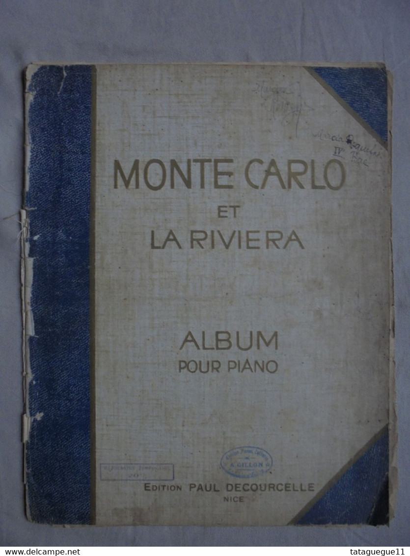 Ancien - Partition Album Pour Piano Monte Carlo Et La Riviera Edition Paul Decourcelle - Instruments à Clavier