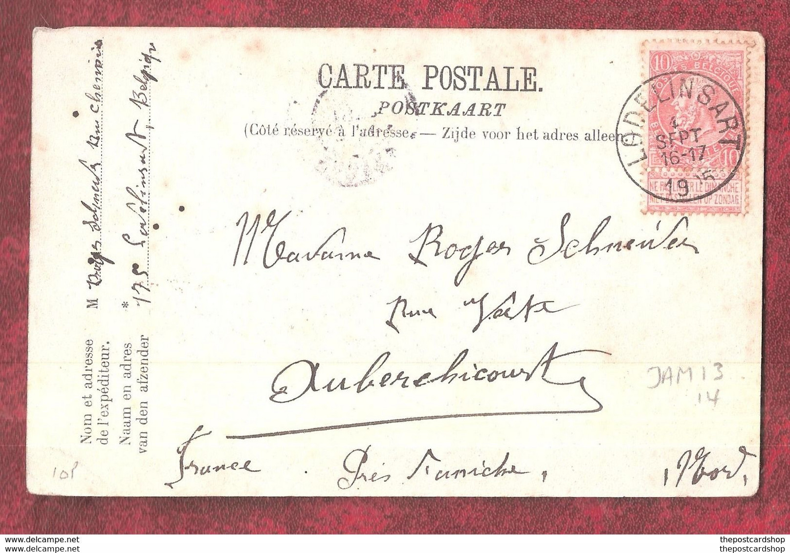 Charleroi Lodelinsart (Charleroi ) 1905 POSTMARK ON PARC ET COLLEGE DU SACRE COEUR CARD SENT TO FRANCE - Charleroi