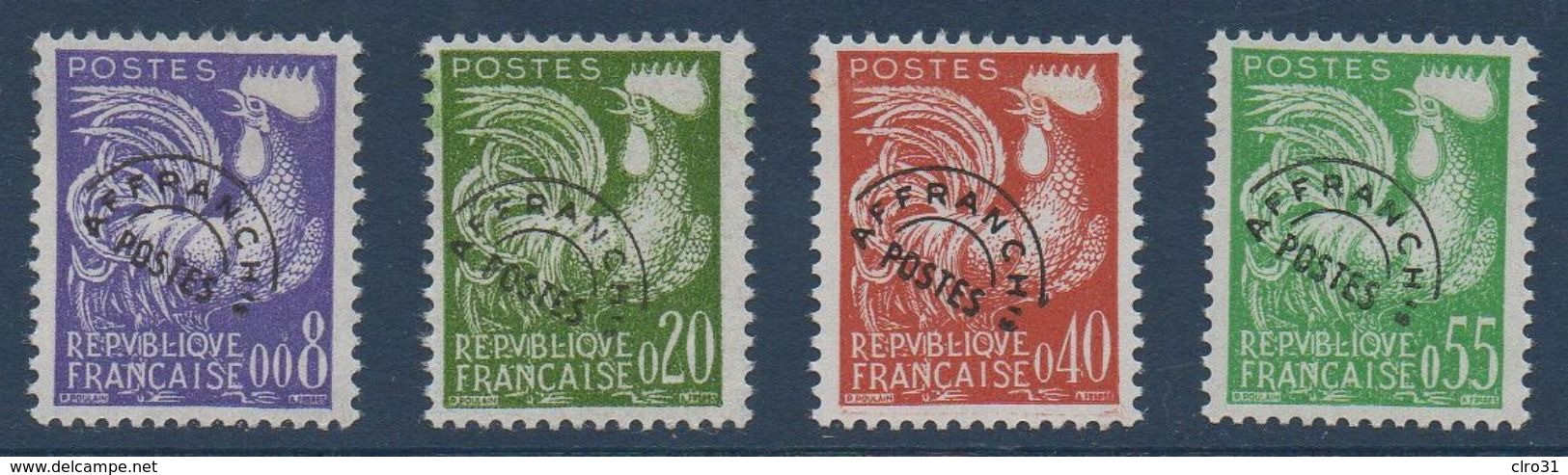 FR Préo Série Des "Coq" En Nouveaux Francs N° YT Préo 119-122 ** MNH - 1953-1960