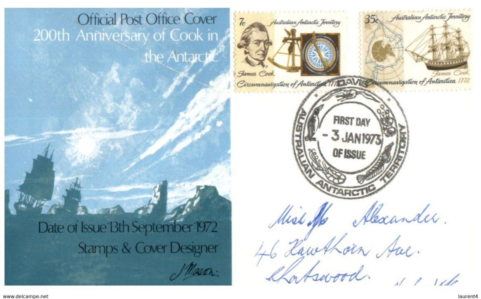 (LL 21) Australian Antactic Territory Stamps On 1973 Davies P/n FDC (+ 1 Cover) = 2 Items In Total - Oblitérés