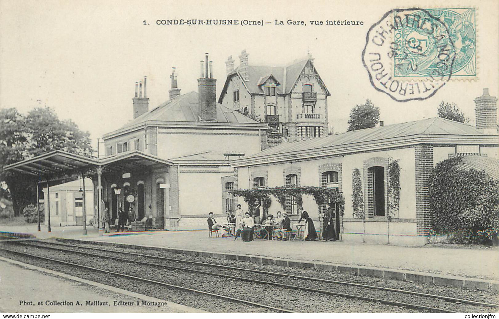 / CPA FRANCE 61 "Condé Sur Huisne, La Gare" / CACHET AMBULANT - Other & Unclassified